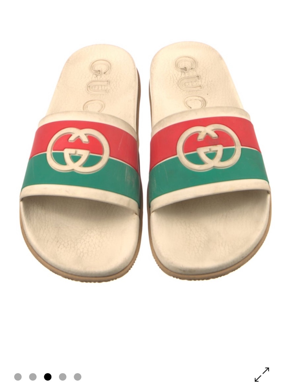 Gucci White Slides with Red and Green Stripes
